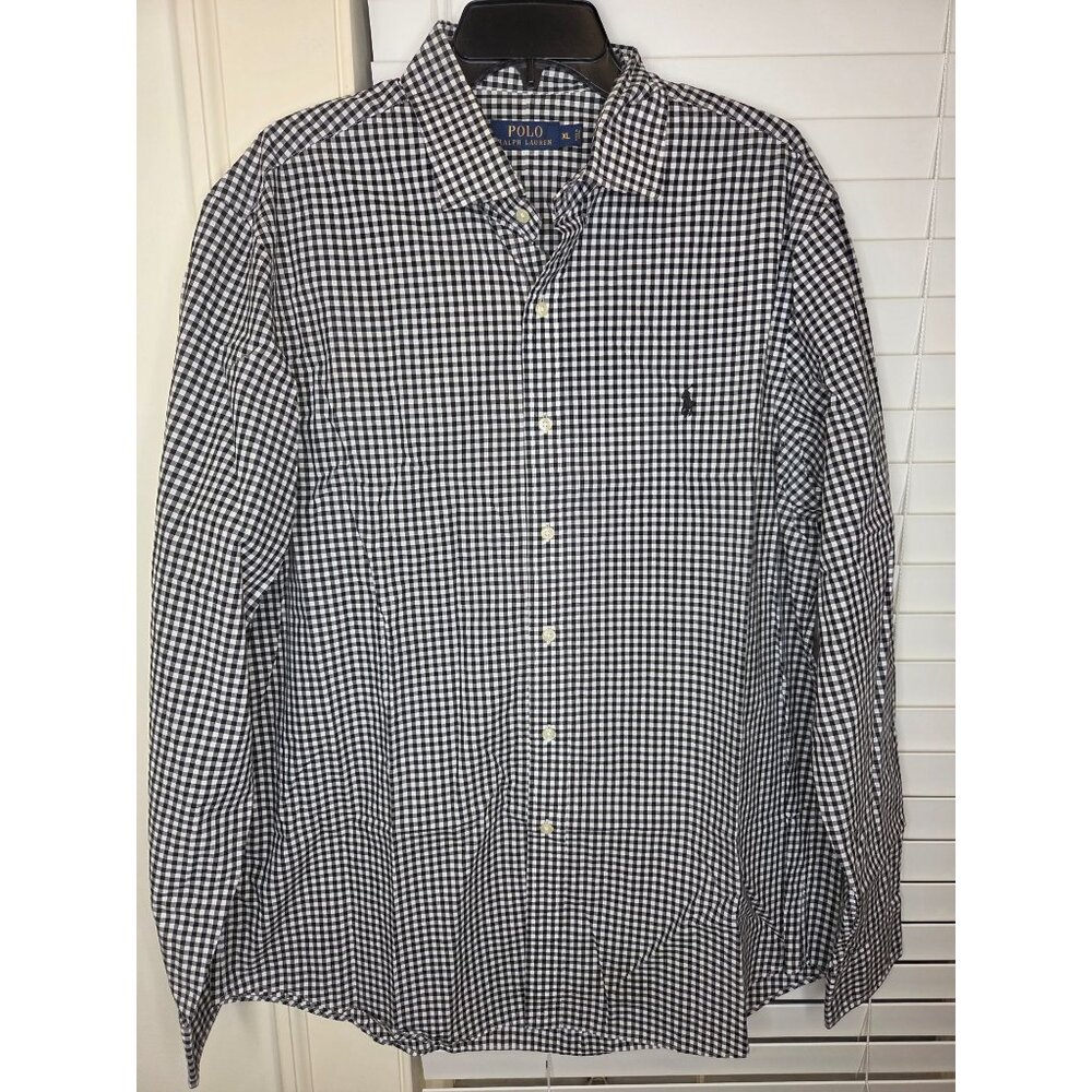 Polo Ralph Lauren Mens Black/White Gingham Button-Down Shirt XL Cotton Classic